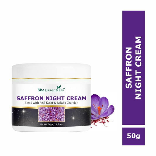She Essentials Saffron Night Cream For Anti Ageing, Brightening & Pigmentation