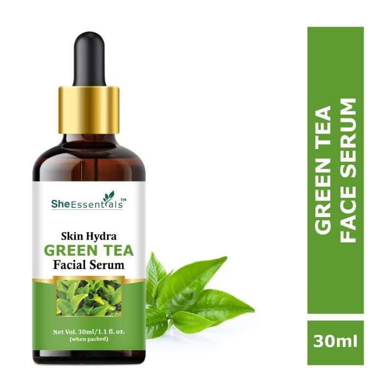 She Essentials Green Tea Hydrating Face Serum For Glowing Skin - Reduces Dark Spots
