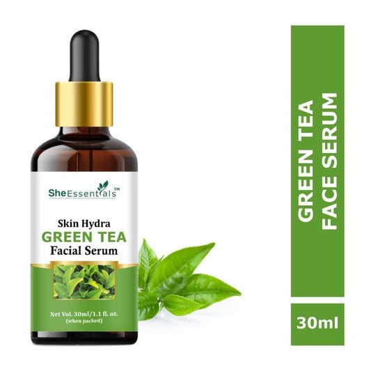 She Essentials Green Tea Hydrating Face Serum For Glowing Skin - Reduces Dark Spots