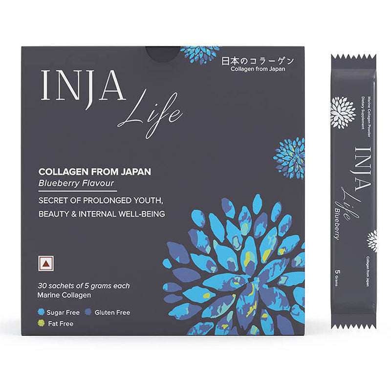 INJA Life Japanese Collagen- with Vit C- Glutathione- Glucosamine - Blueberry Flavour