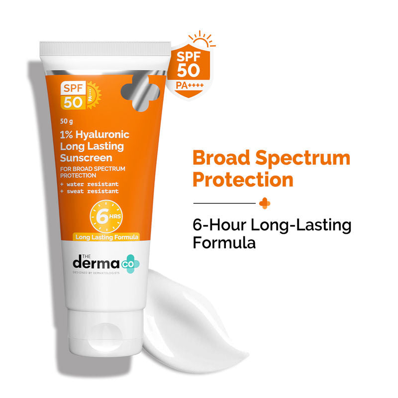 The Derma Co 1% Hyaluronic Long Lasting Sunscreen SPF 50, PA++++ |6 hrs. Sun Protection For All skin