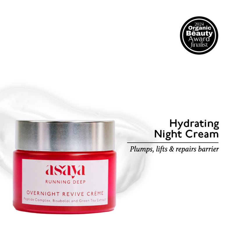 Asaya Hydrating Night Cream for Dry Skin, Barrier Repair Moisturizer Peptide, Bisabolol & Green Tea