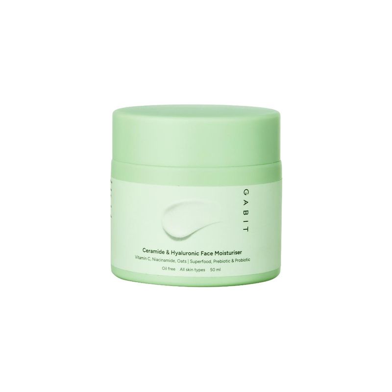 Gabit Ceramide & Hyaluronic Face Moisturiser to Hydrate & Brighten Skin with Vitamin C, Oats