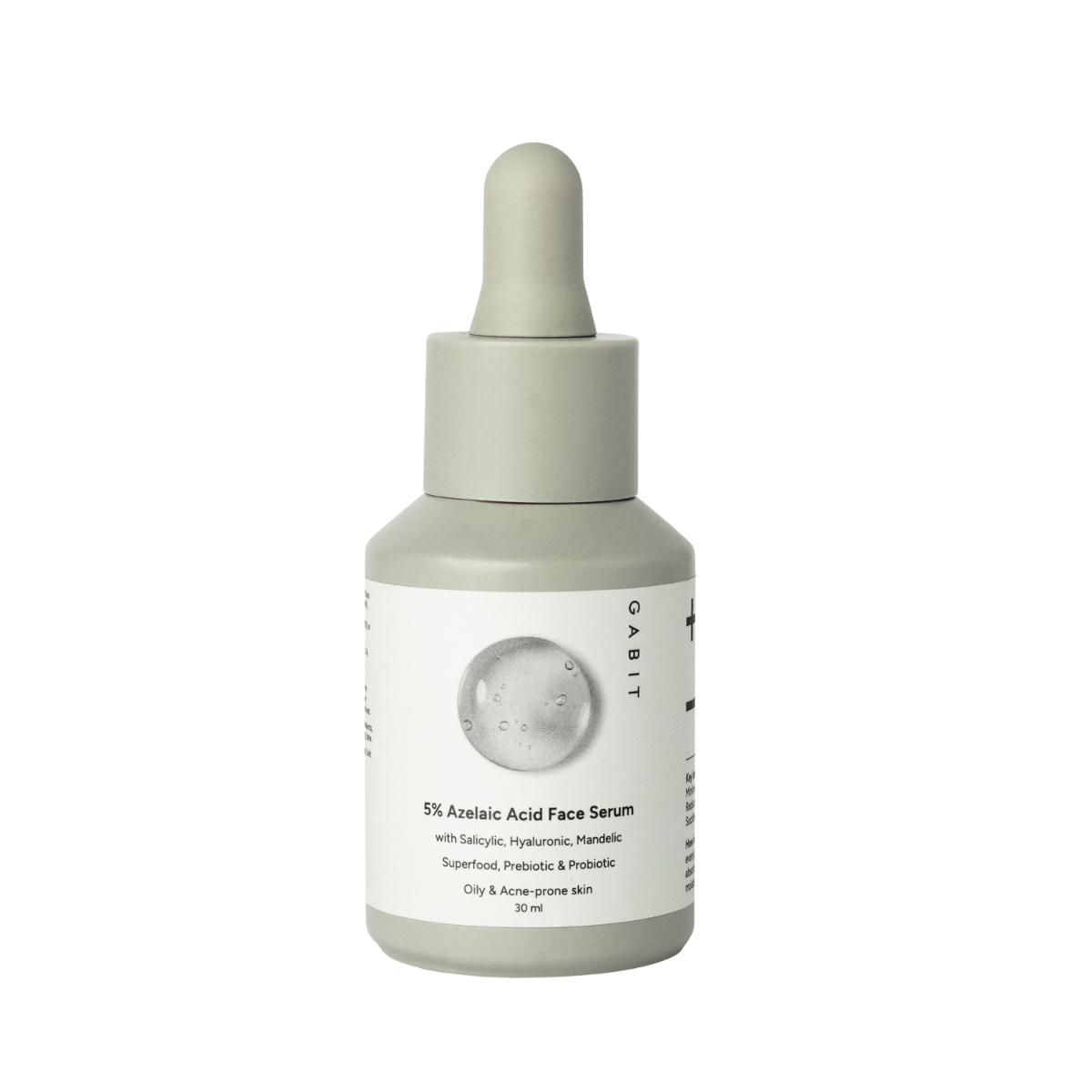 GABIT 5% AZELAIC ACID FACE SERUM FOR ACNE, BLACKHEADS, OPEN PORES & SPOTS WITH SALICYLIC & MANDELIC(30ML)