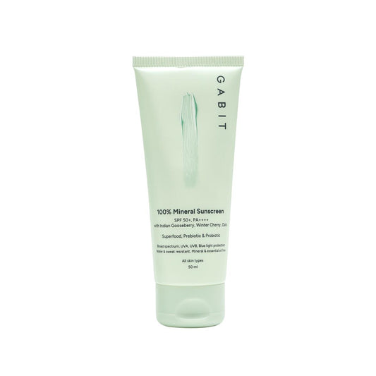 Gabit 100% Mineral Sunscreen SPF 50 PA++++ With Vitamin E, No White Cast, Blue Light Protection