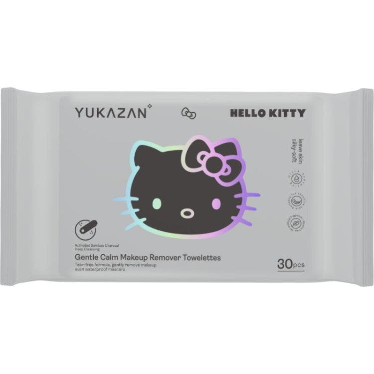 Yukazan Hello Kitty Gentle Calm Makeup Remover Towelettes Activated Bamboo Charcoal 30S