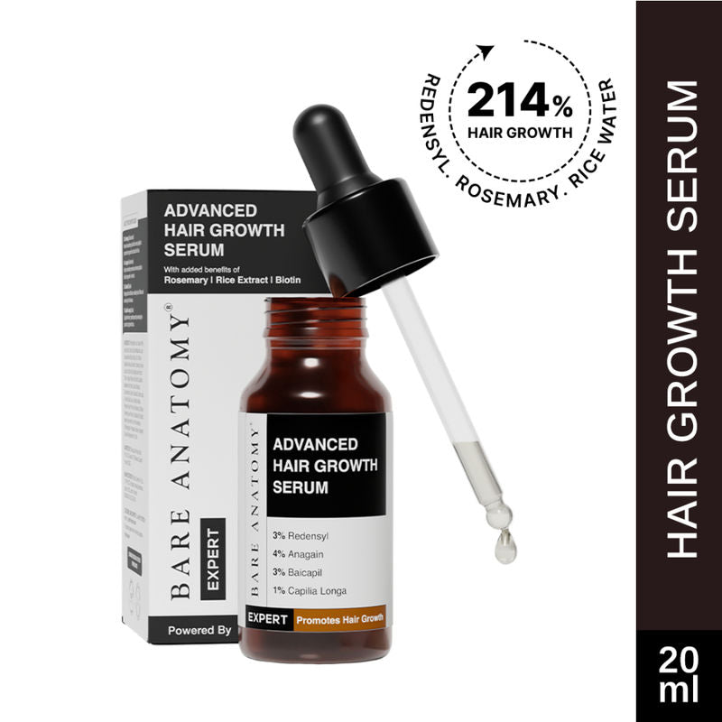 Bare Anatomy Advanced Hair Growth Serum- 3% Redensyl + 4% Anagain + Rosemary + Rice Water