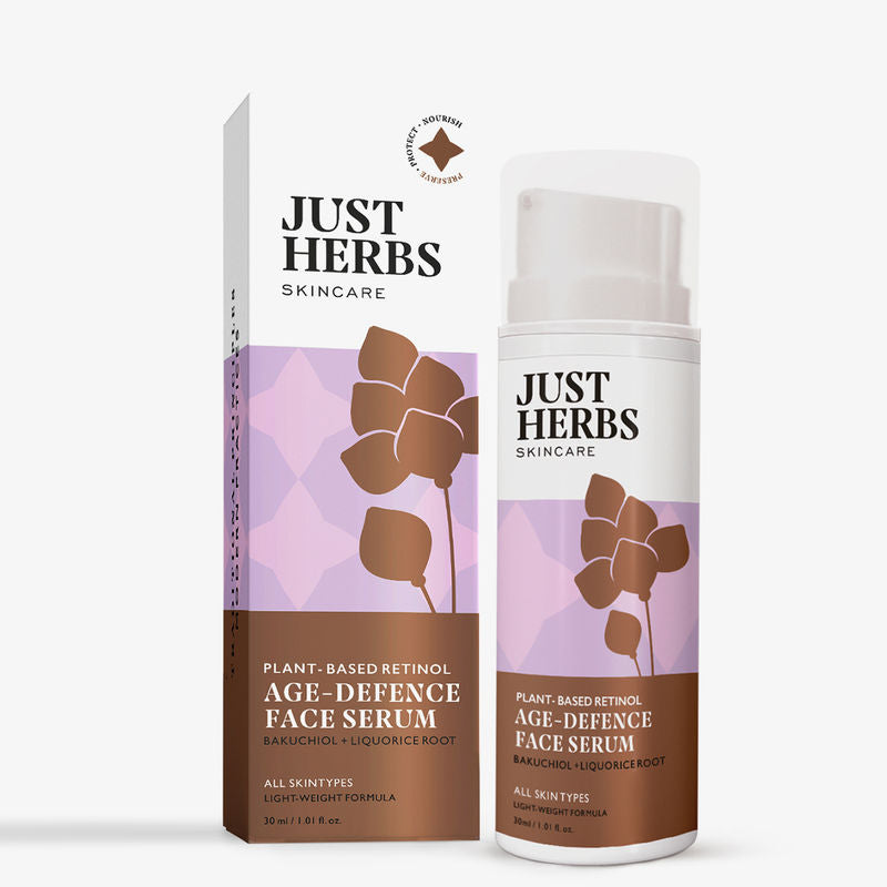 Just Herbs Plant-Based Retinol Age-Defence Face Serum for Fine Lines Wrinkles & Pigmentation