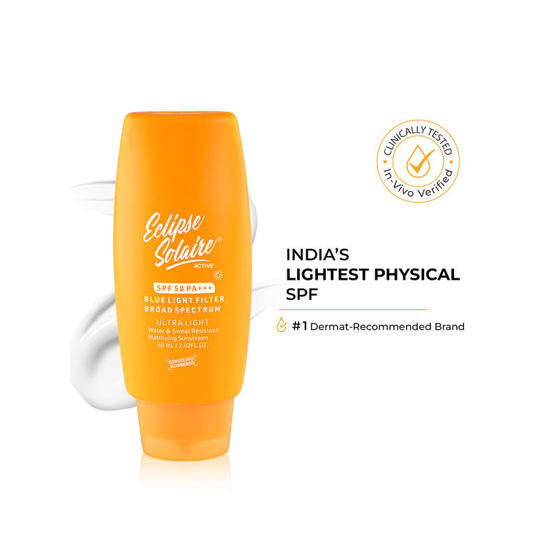 Eclipse Solaire Active Sunscreen SPF 50 PA+++ for All Skin Types, No White Cast
