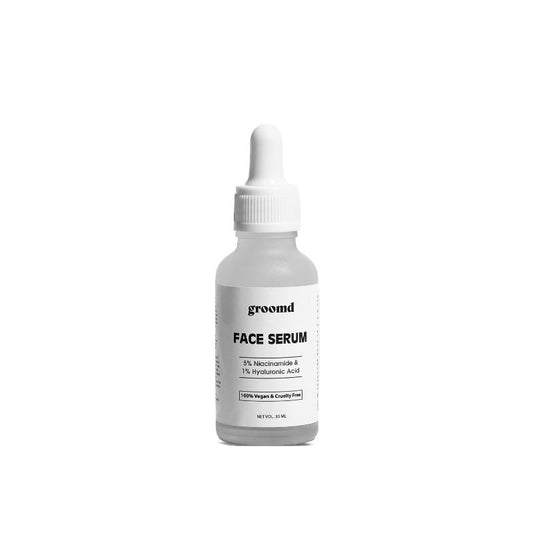 GROOMD FACE SERUM FOR MEN WITH 5% NIACINAMIDE & 1% HYALURONIC ACID, REDUCES BLEMISHES(30ML)