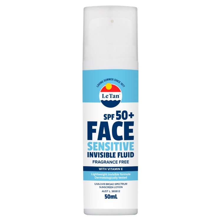 Le Tan Sensitive Invisible Fluid Face Suncreen Spf 50+ Fragrance Free 50Ml