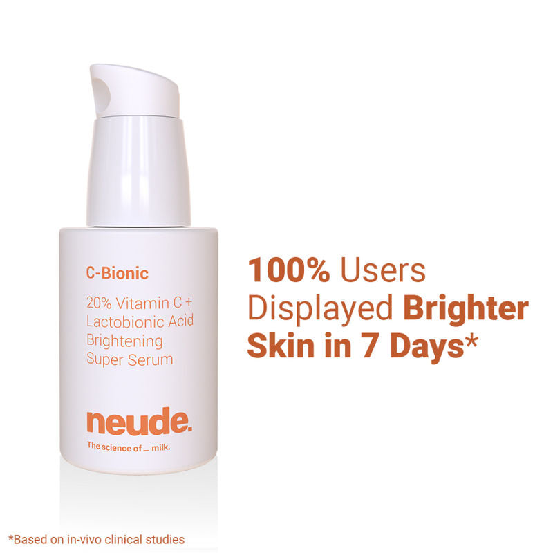 Neude 20% Vitamin C Serum - Glutathione+Red Algae+Kakadu Plum, C-Bionic Super Serum for Skin Brightening