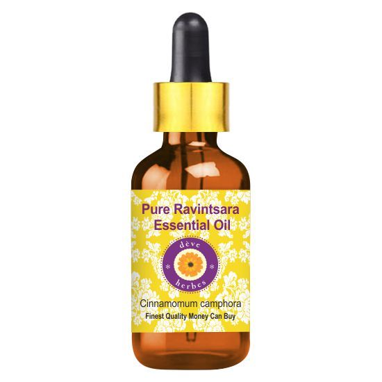 Deve Herbes Pure Ravintsara Essential Oil (Cinnamomum Camphora) Therapeutic Grade Steam Distilled