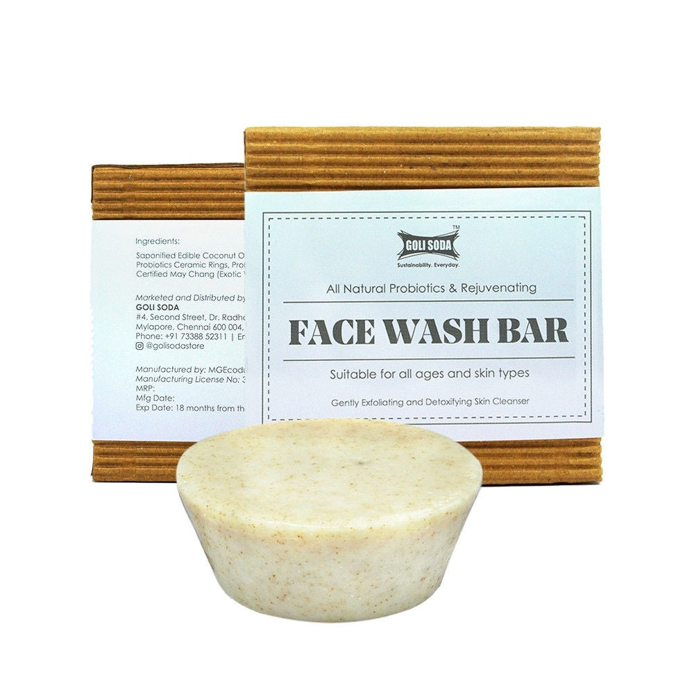 GOLI SODA ALL NATURAL PROBIOTICS FACE WASH BAR - PACK OF 2