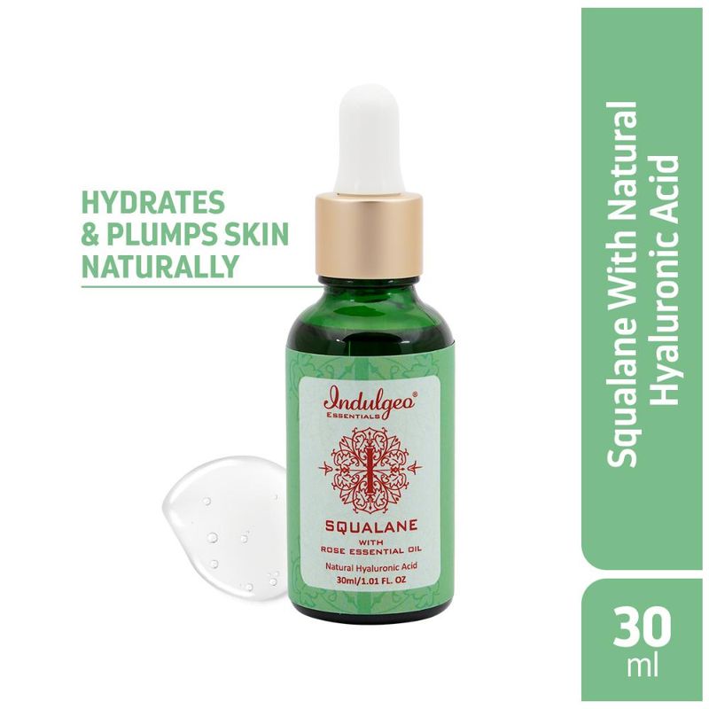 Indulgeo Essentials Squalane with Rose Essential Oil - Natural Hyaluronic Acid