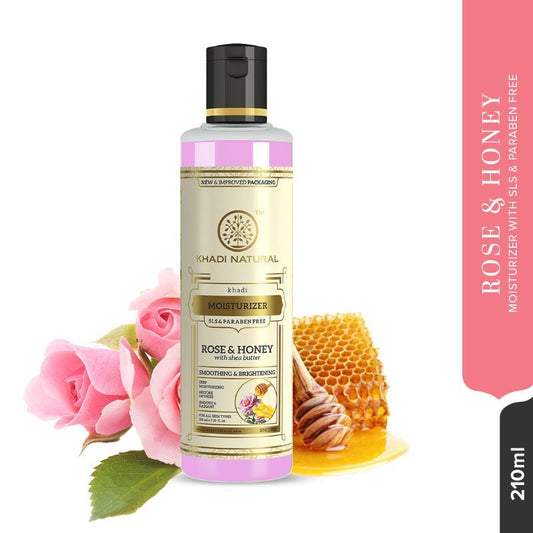 Khadi Natural Rose & Honey Moisturizer Reduce Dryness & Moisturize Skin Paraben Free (210ML)