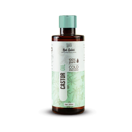 Nat Habit 100% Pure Cold Pressed Castor Oil For Hair Growth, Eyelash, Eyebrows & Skin Moisturizer