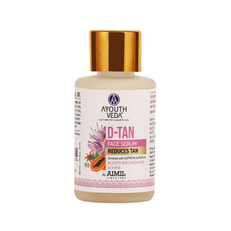 Ayouthveda D-Tan Face Serum Enriched With Saffron & Papaya, For Hydrated & De-Tanned Skin (30ML)