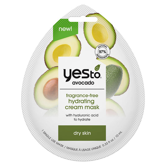 avocado fragrance-free hydrating cream mask with hyaluronic acid to hydrate dry skin – single use