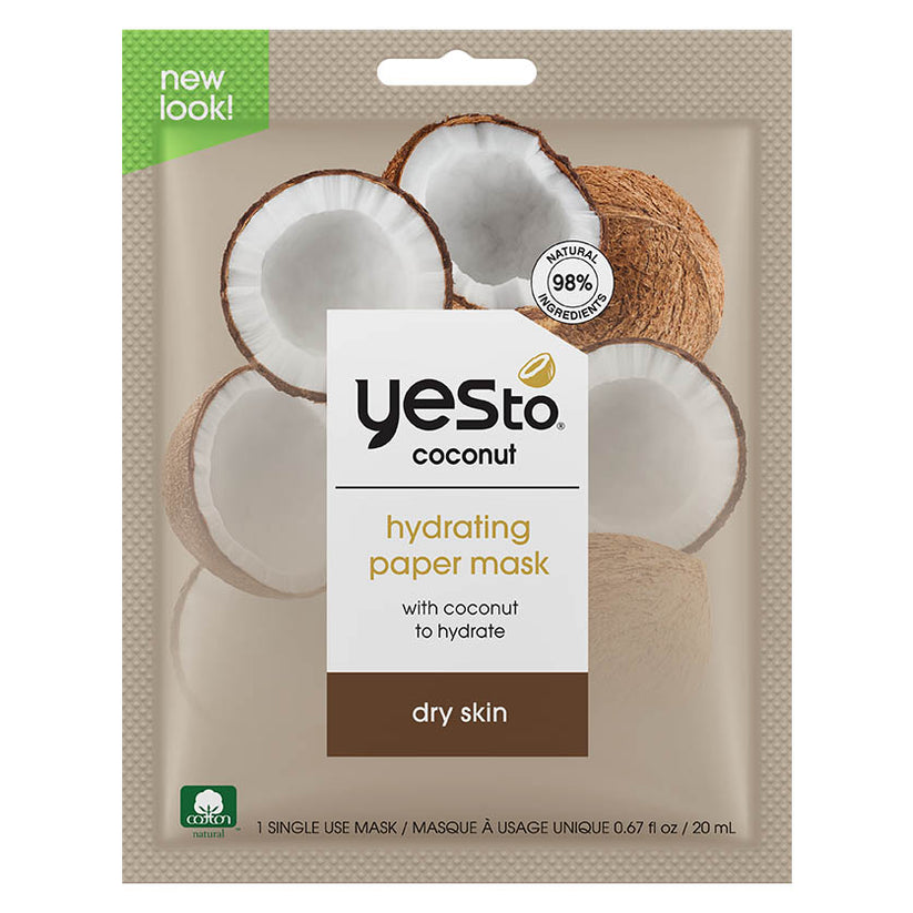 coconut hydrating paper mask with coconut to hydrate dry skin – single use