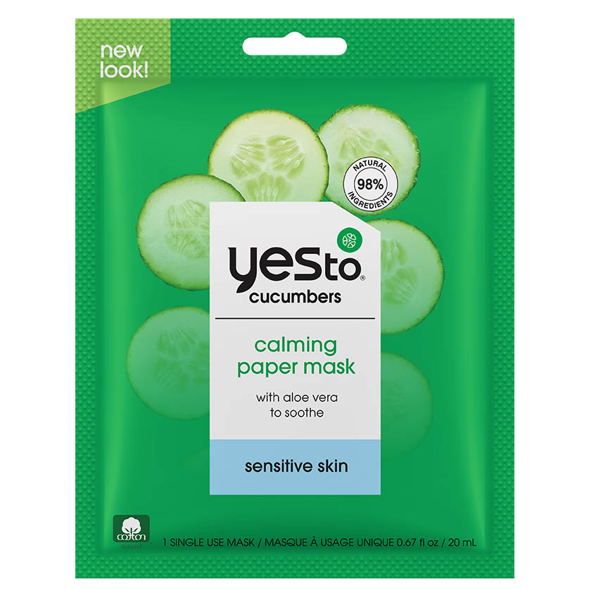 cucumbers calming paper mask with aloe vera to soothe sensitive skin – single use