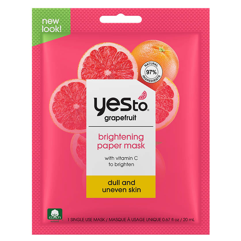 grapefruit brightening paper mask with vitamin C to brighten dull and uneven skin –single use