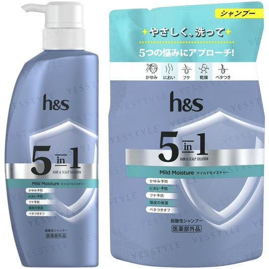 h&s 5-in-1 Hair & Scalp Solution Mild Moisture Shampoo 850g Refill