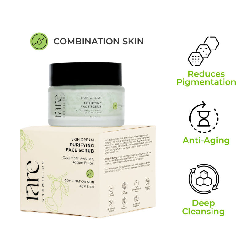 Rare Chemistry Skin Dream Purifying Face Scrub, Combination Skin, Cucumber Avocado Kokum Butter