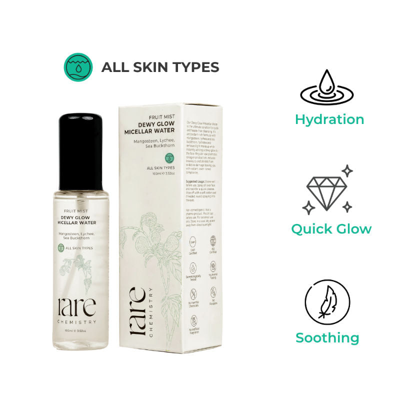 Rare Chemistry Fruit Mist Dewy Glow Micellar Water, All Skin Types Sea Buckthorn, Hydrating
