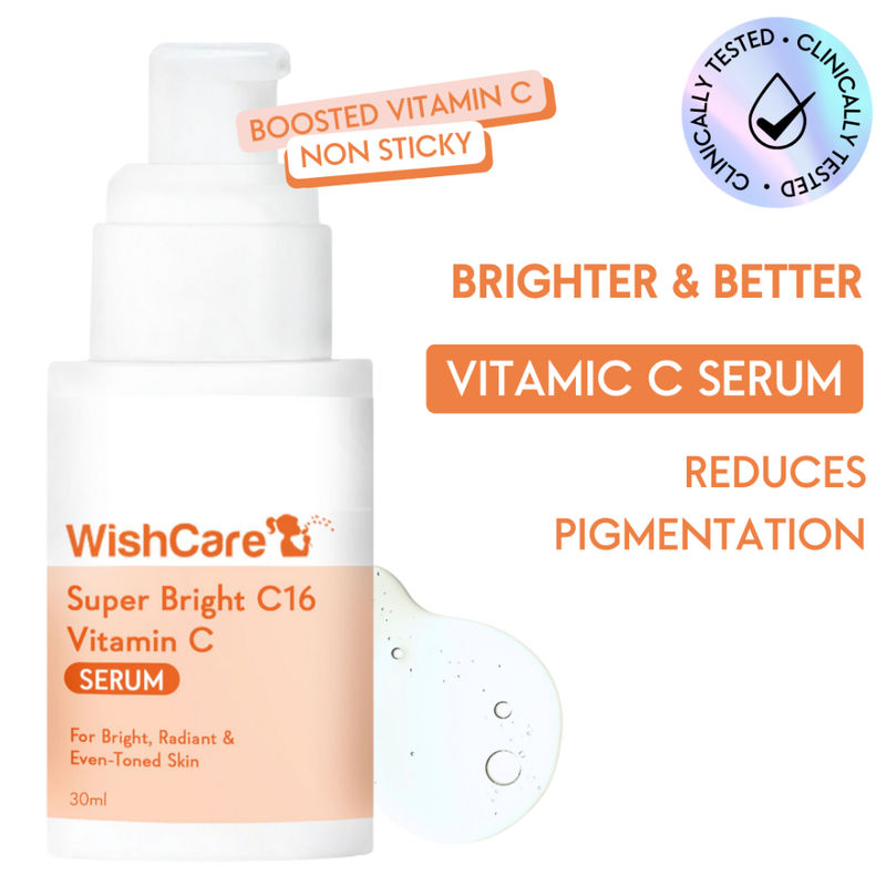 Wishcare Super Bright C16 Vitamin C Face Serum - Niacinamide, Kojic Acid & 4-n-BR For Pigmentation
