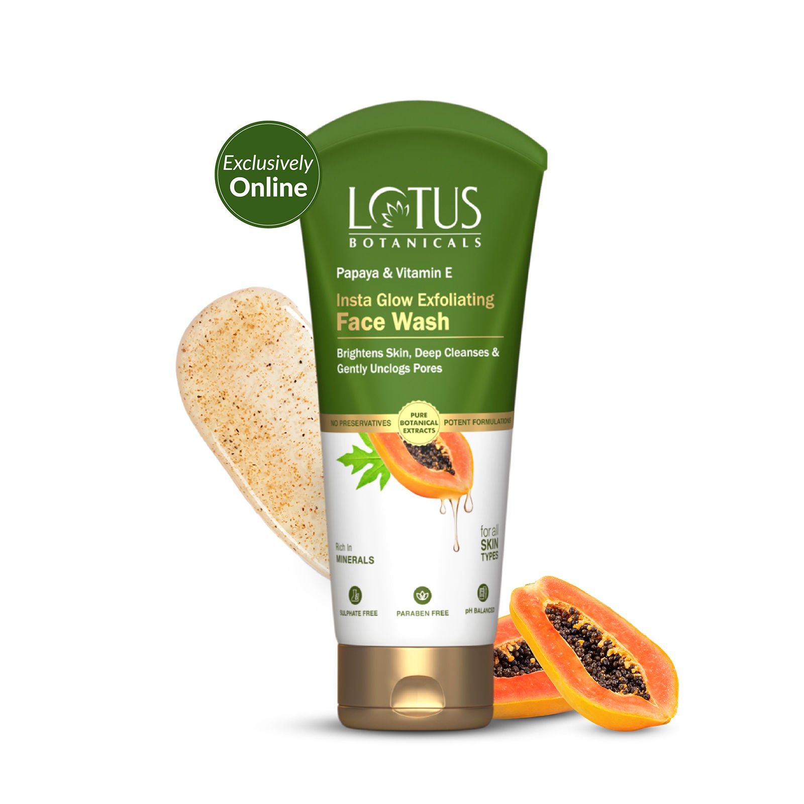 Lotus Botanicals Papaya & Vitamin E Insta Glow Exfoliating Face Wash
