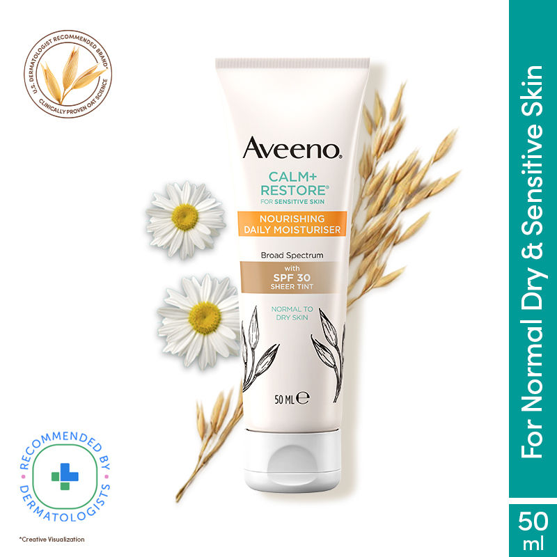 Aveeno Calm + Restore Tinted Moisturizer Sunscreen SPF30 Dry Sensitive Skin Dermat Recommended