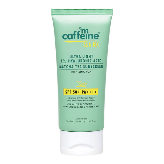 MCaffeine Sun Fix Ultra Light 1% Hyaluronic Acid Matcha Tea Sunscreen SPF 50+