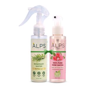 Alps Goodness Refreshing Bestseller Duo - Set of 2 | Rosemary Water (100 ml) & 100% Pure Rose Water (100 ml) | Bestselling Sprays | Cooling & Refreshing |Hair Growth Expert |100% Natural Toner