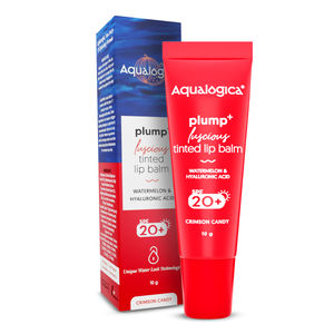 Aqualogica Crimson Candy Plump+ Luscious Tinted SPF 20+ Lip Balm with Watermelon & Hyaluronic Acid - 10 gm