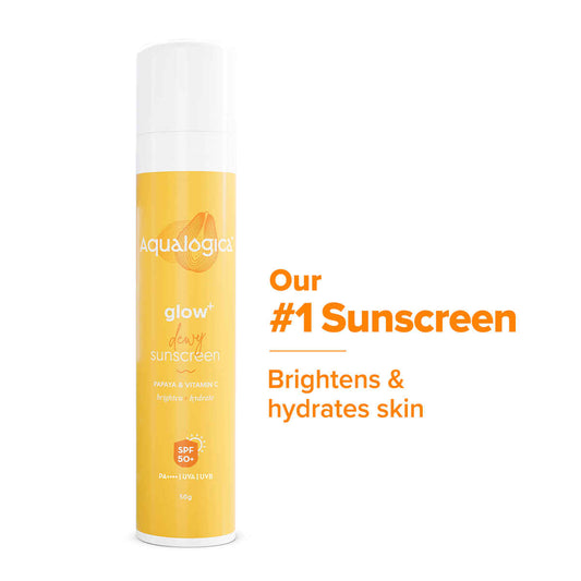 Aqualogica Glow+ Dewy Lightweight Sunscreen Gel SPF 50+ PA++++ with Papaya & Vitamin C 50 gm