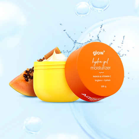 Aqualogica Glow+ Hydra Gel Moisturizer with Vitamin C & Papaya - 200 gm 24-Hour Intense Hydration | Weightless Water-Like Gel Texture | Non Sticky & Quick Absrobing for Glowing Skin I For Normal to Combination Skin I Men & Women