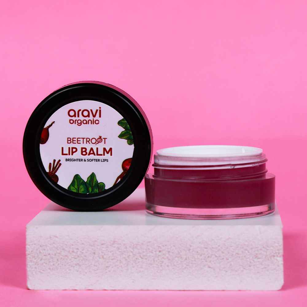 Aravi Organic Beetroot Lip Balm with Shea & Cocoa Butter | Protects & Nourishes Dry, Chapped Lips | Soothes & Hydrates for Soft, Healthy Lips | Natural Lip Care for Men & Women – 8 gm