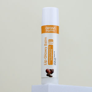 Aravi Organic Lip Glowy Balm with SPF 50 PA+++ | Enriched with Kojic Acid, Ceramide & Peptide | Brightens & Hydrates Dry Lips | Soft, Healthy Lips & Sun Protection | Natural Lip Care – 5 gm