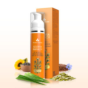 AVIMEE HERBAL Soorya Kawach Sunscreen With De-Tan Extract | Spf 50 Pa++++ For Broad Spectrum Uva, Uvb & Blue Light Protection For All Skin Types| Light Weight | 50 ml