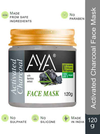 AYA Activated Charcoal Face Mask, 120 gm | No Paraben, No Silicone, No Sulphate