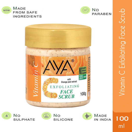 AYA Vitamin C Exfoliating Face Scrub, 100 ml | No Paraben, No Silicone, No Sulphate |