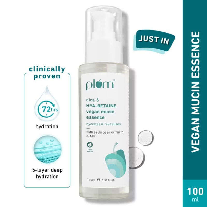 Plum Vegan Mucin Essence with Cica & Hya-Betaine for Soothing, Multi-Layer 72-Hr Hydration