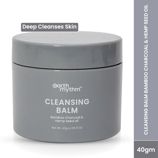 Earth Rhythm Cleansing Balm with Bamboo Charcoal & Hemp Seed Oil, Deep Cleanses and Hydrates (40G)