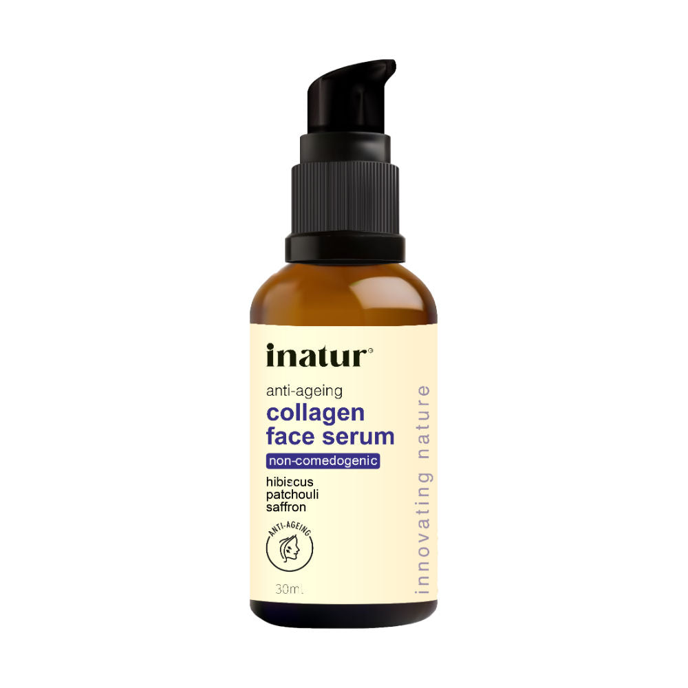 INATUR COLLAGEN FACE SERUM, ANTI-AGEING, HYDRATES & BRIGHTEN WITH SAFFRON & HIBISCUS, FOR DRY SKIN(30ML)