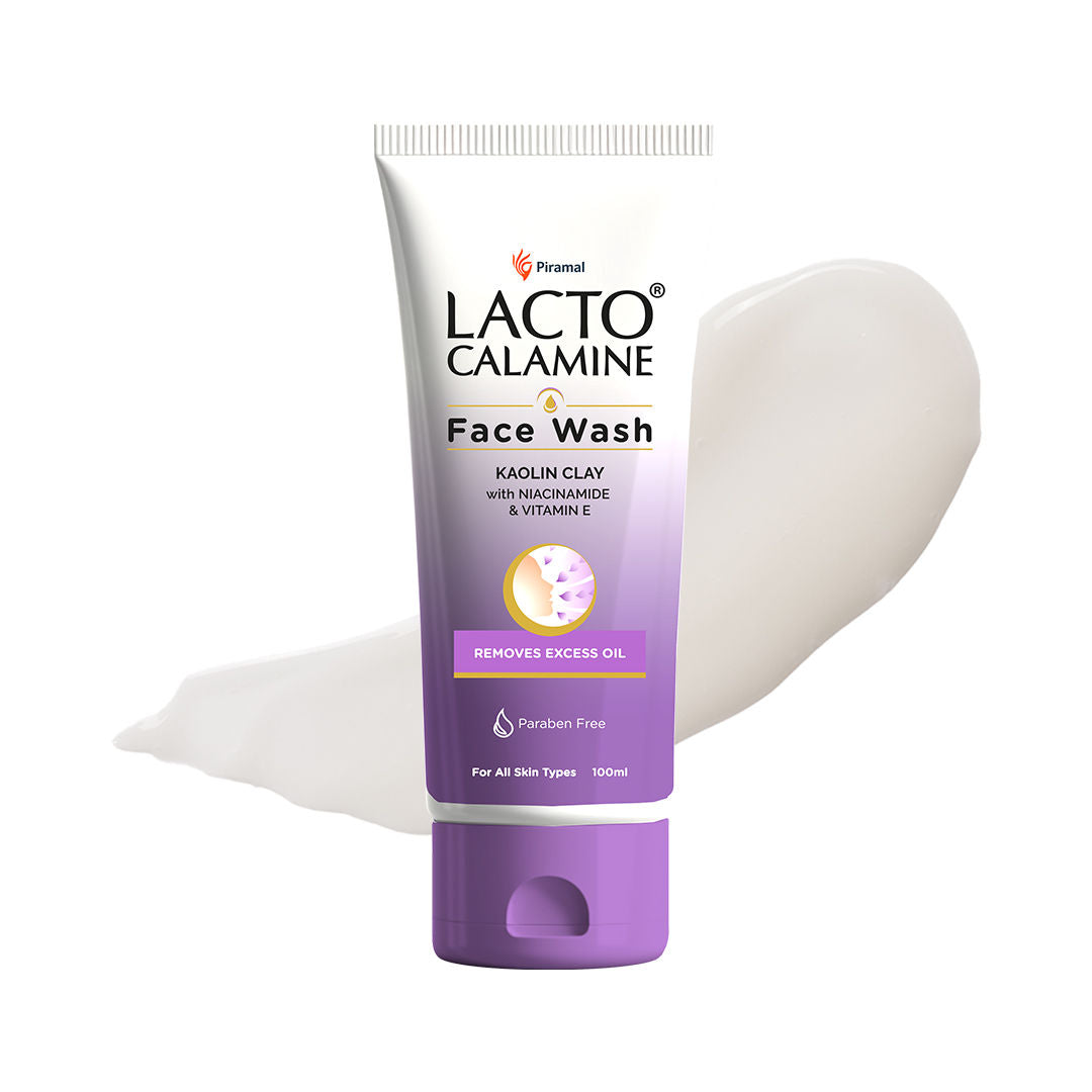 Lacto Calamine Face Wash with Kaolin Clay, Niacinamide & Vitamin E for All Skin Types (100ML)