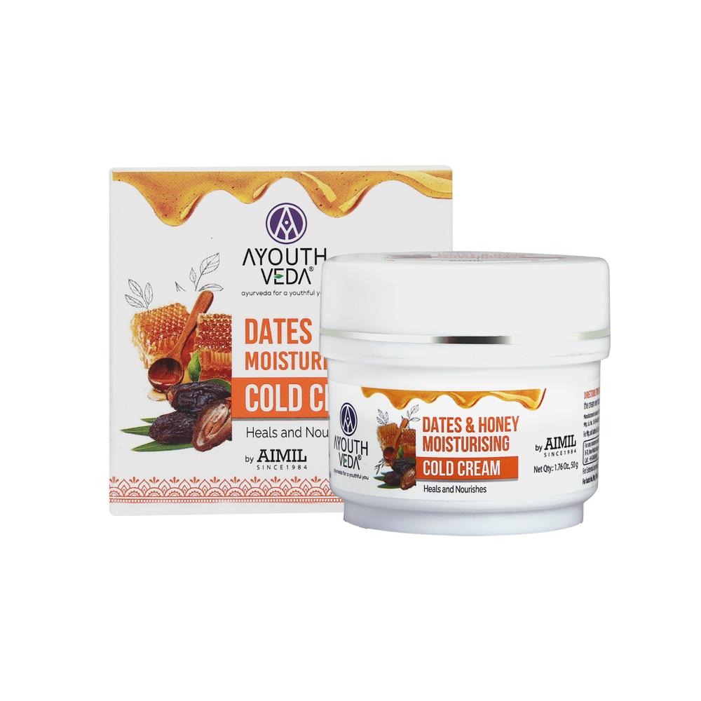 Ayouthveda Dates & Honey Moisturising Cold Cream with Aloevera for Deep Skin Nourishment (50G)