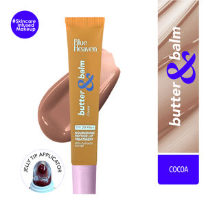 Blue Heaven Butter & Balm | Tinted Lip Balm with spf 20 PA++ Infused with Cupuacu Butter & Peptide Smoothing & Mmoisturizing | UVA/UVB Rays Protection | 15 gm | Cocoa