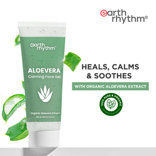 Earth Rhythm Calming Aloe Vera Gel, Healing, Calming and Soothing Skin(100ML)