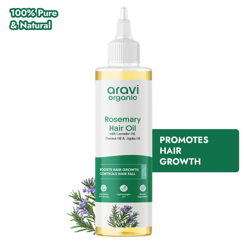 Aravi Organic Rosemary Lavender Hair Oil For Healthy Hair, Scalp - 100% Pure & Natural